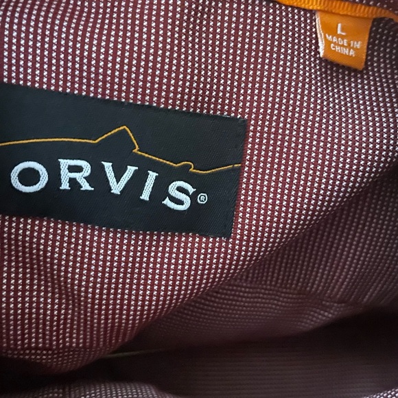 Orvis Men's Maroon Casual Button Down Shirt - Picture 3 of 5
